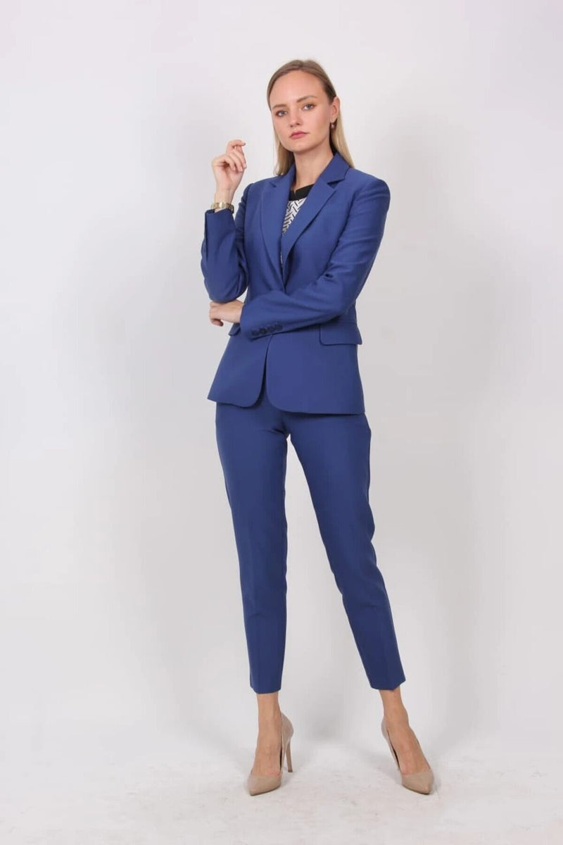 Klasik Reverli Tek Düğme Blazer Ceket · Mavi