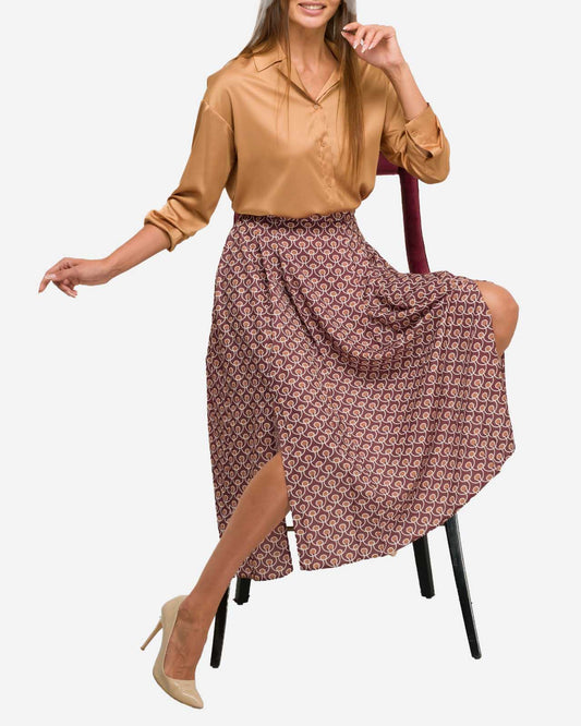 Bordo Desenli Etek