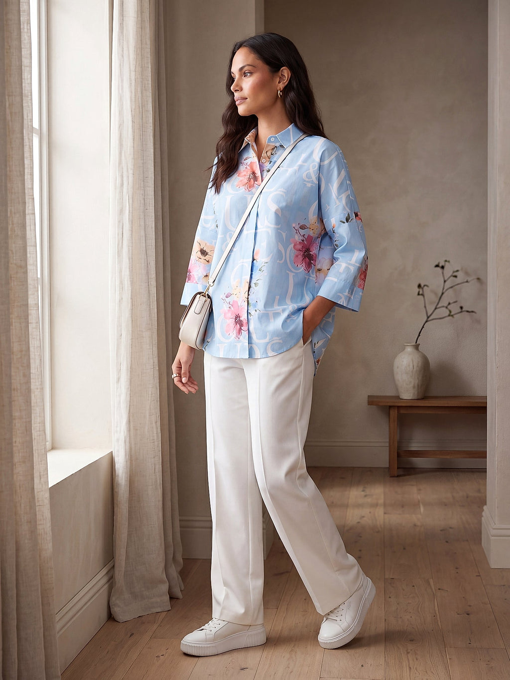 Mavi - Farren Floral Desenli Poplin Gömlek - FRN1010125 - Lookbook editorial interior