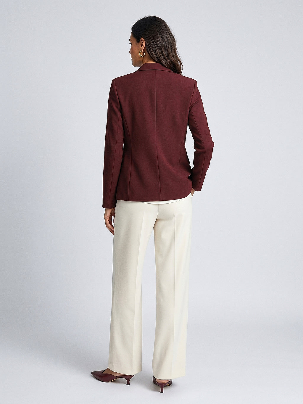 Bordo - Farren Klasik Kesim Blazer Ceket - FRN6105 - Model on white - back/side