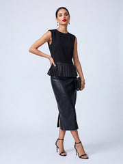 Kolsuz Pileli Peplum Detaylı Bluz